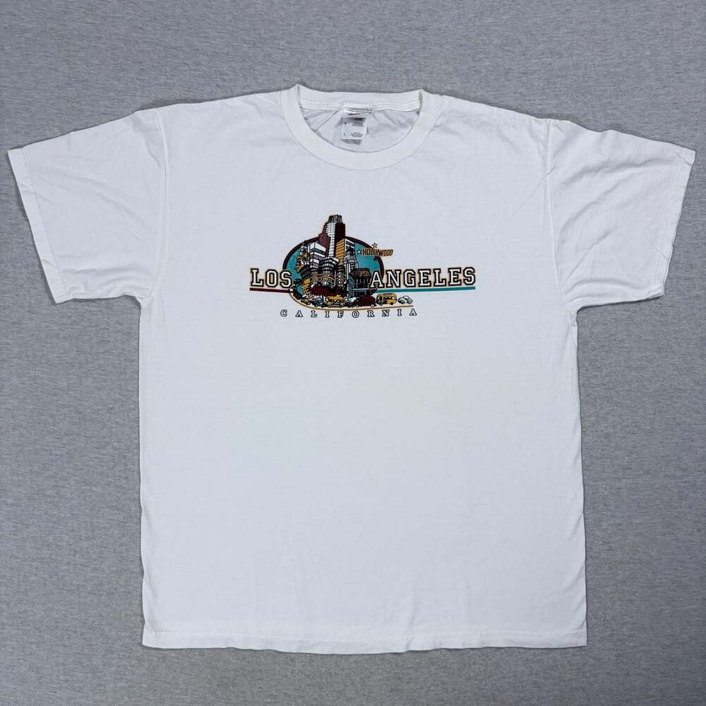 Fruit of the Loom Los Angeles California City Graphic White T-Shirt